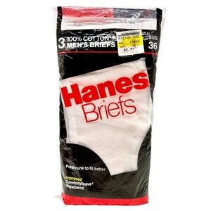 Vintage Hanes Men's Briefs 3 Pk Size 36 1987 NOS